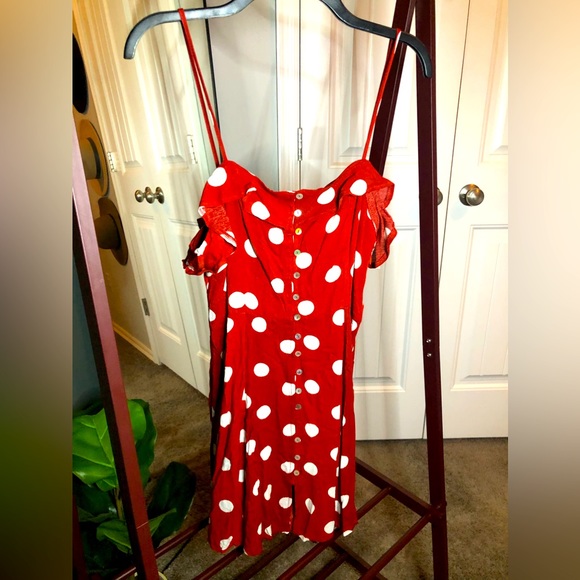 NWT Women’s Red Polka Dot Mini Dress SZ. L - Picture 1 of 15